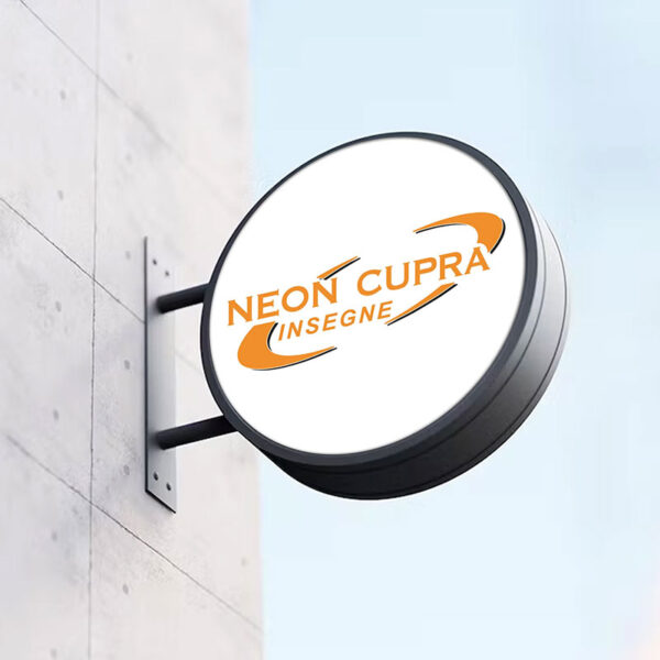 Bifacciale_Rotonda_nera Insegna a led luminosa